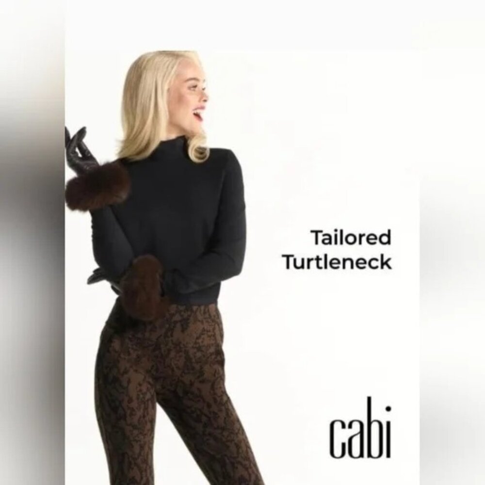 CABI Tailored Turtleneck Long Sleeve Black Sz XS #4367 EUC